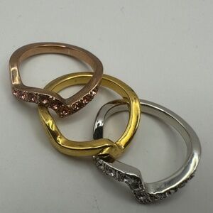 Set of 3 Touchstone Crystal Colorwave Rings